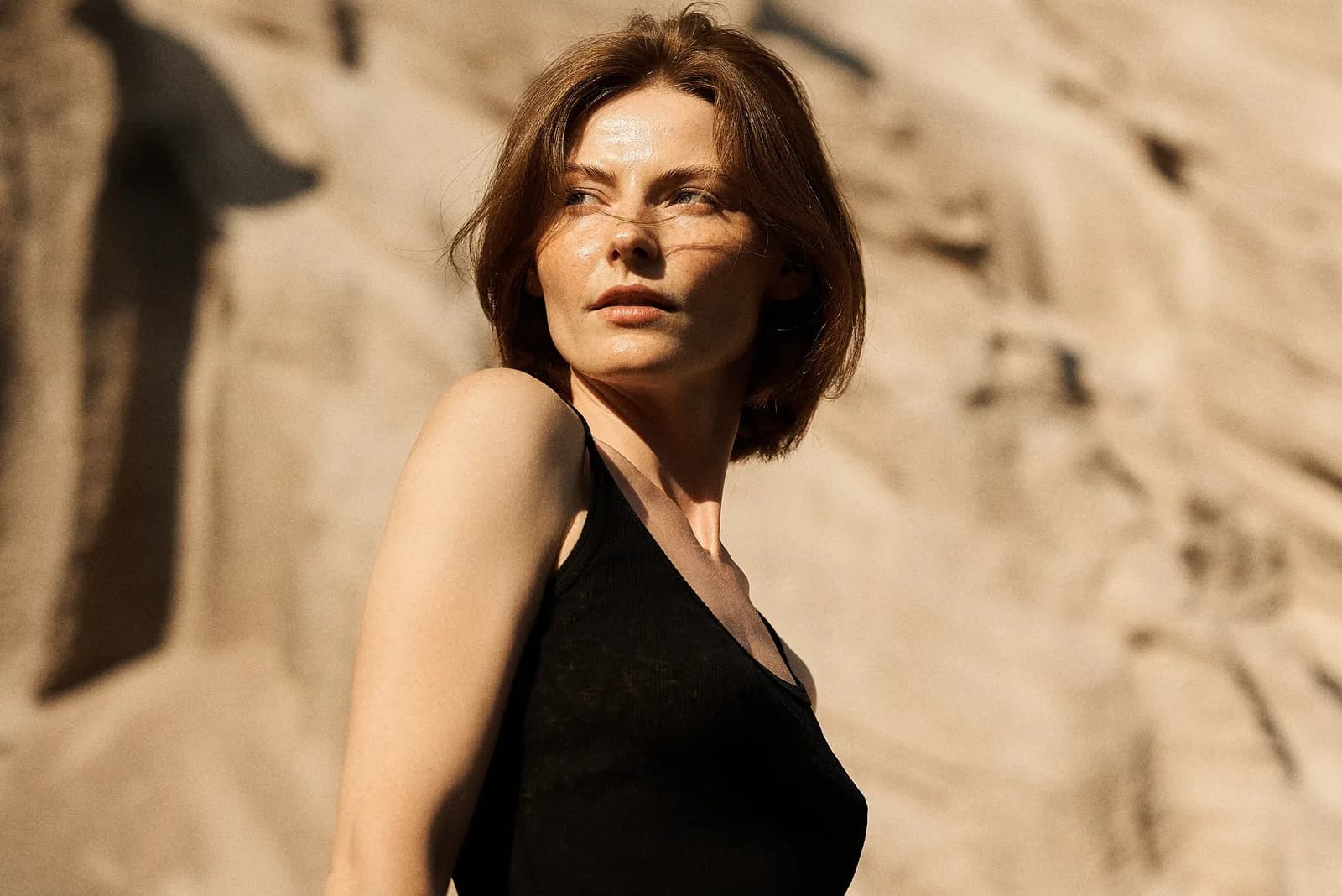 Confident woman in a warm portrait